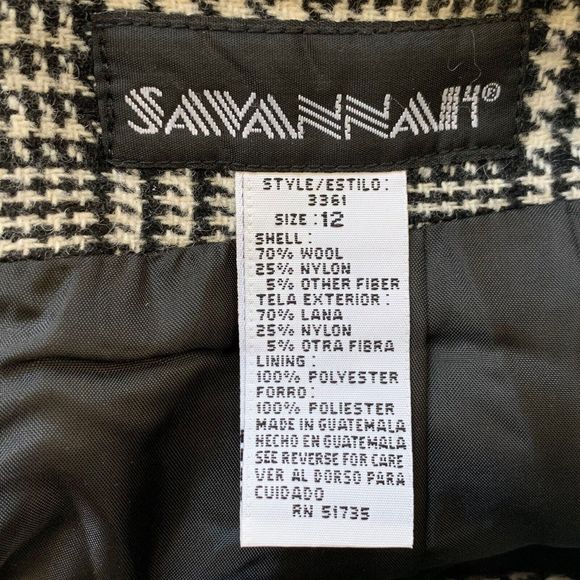 Savanna Wool Blend Pencil Skirt Sz 12 Career Windowpane Houndstooth Plaid Lined - Picture 9 of 10
